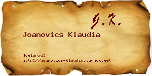 Joanovics Klaudia névjegykártya